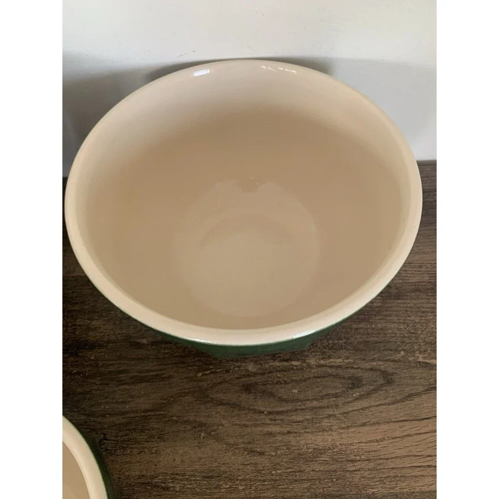 Emile Henry France Williams Sonoma 3 Pc Nesting Mixing Bowl Set Green Stoneware